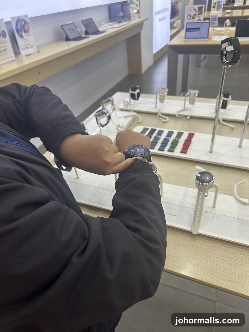 Person trying on a smartwatch