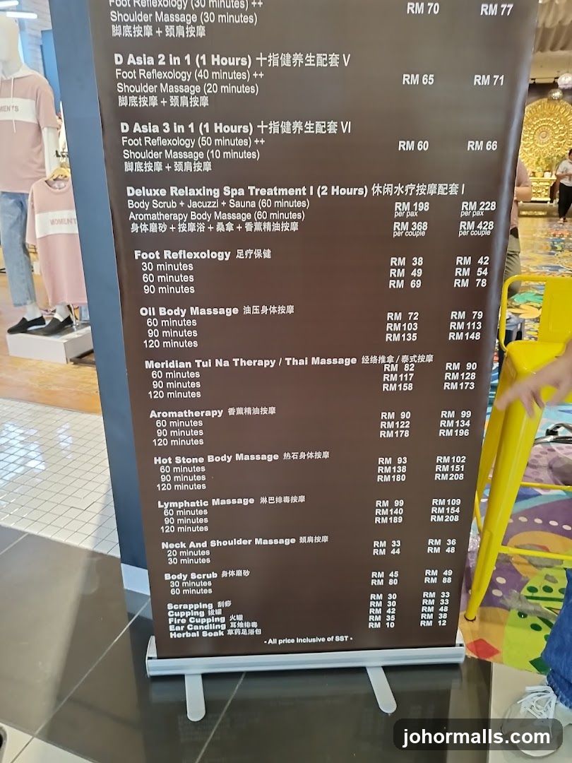 Spa Menu