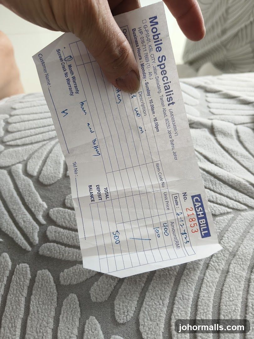 Mobile Specialist Cash Bill