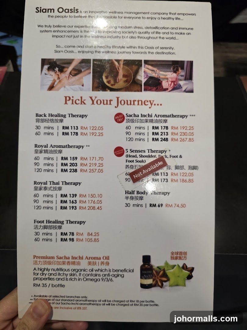 Siam Oasis Pick Your Journey...