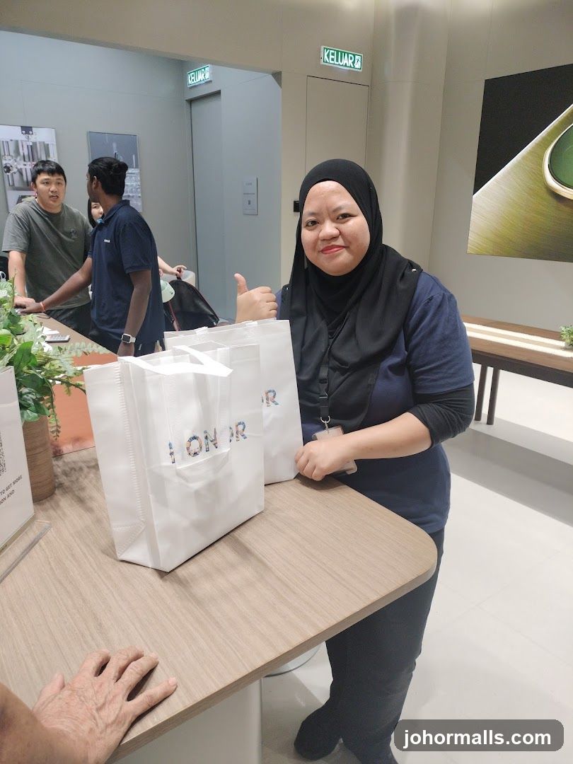 Store Interior with Shopper and Bags