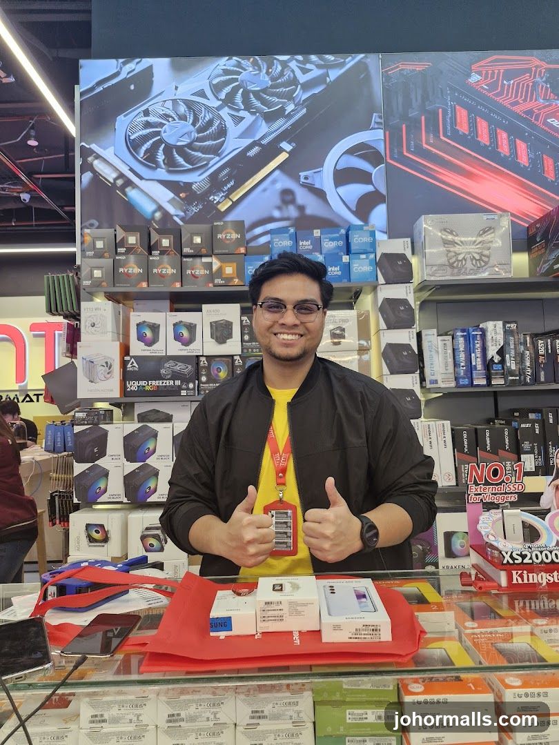 Man in a computer store