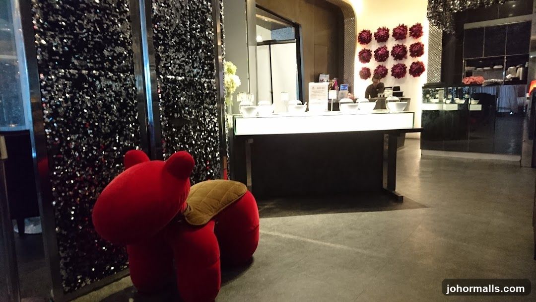 Modern Interior with Red Chair and Display Counter