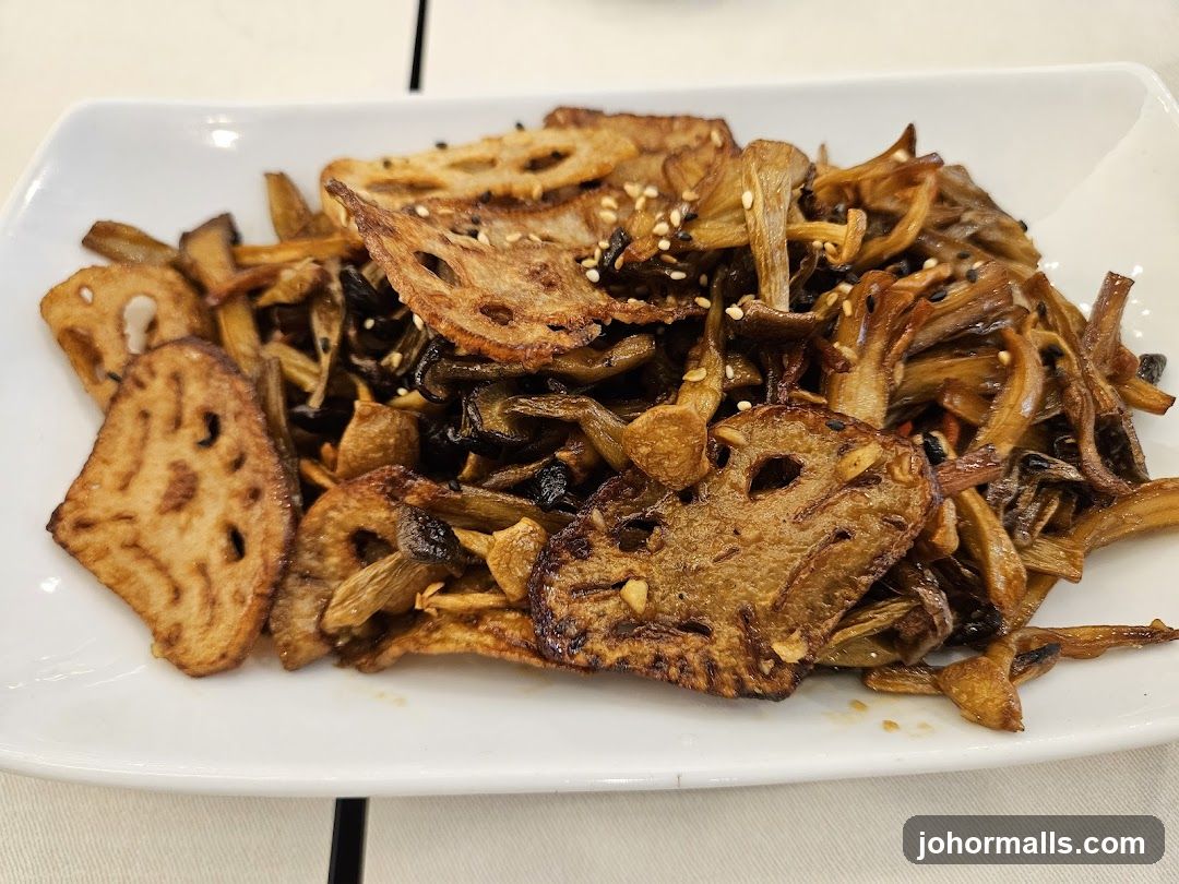 Fried Lotus Root and Mushrooms