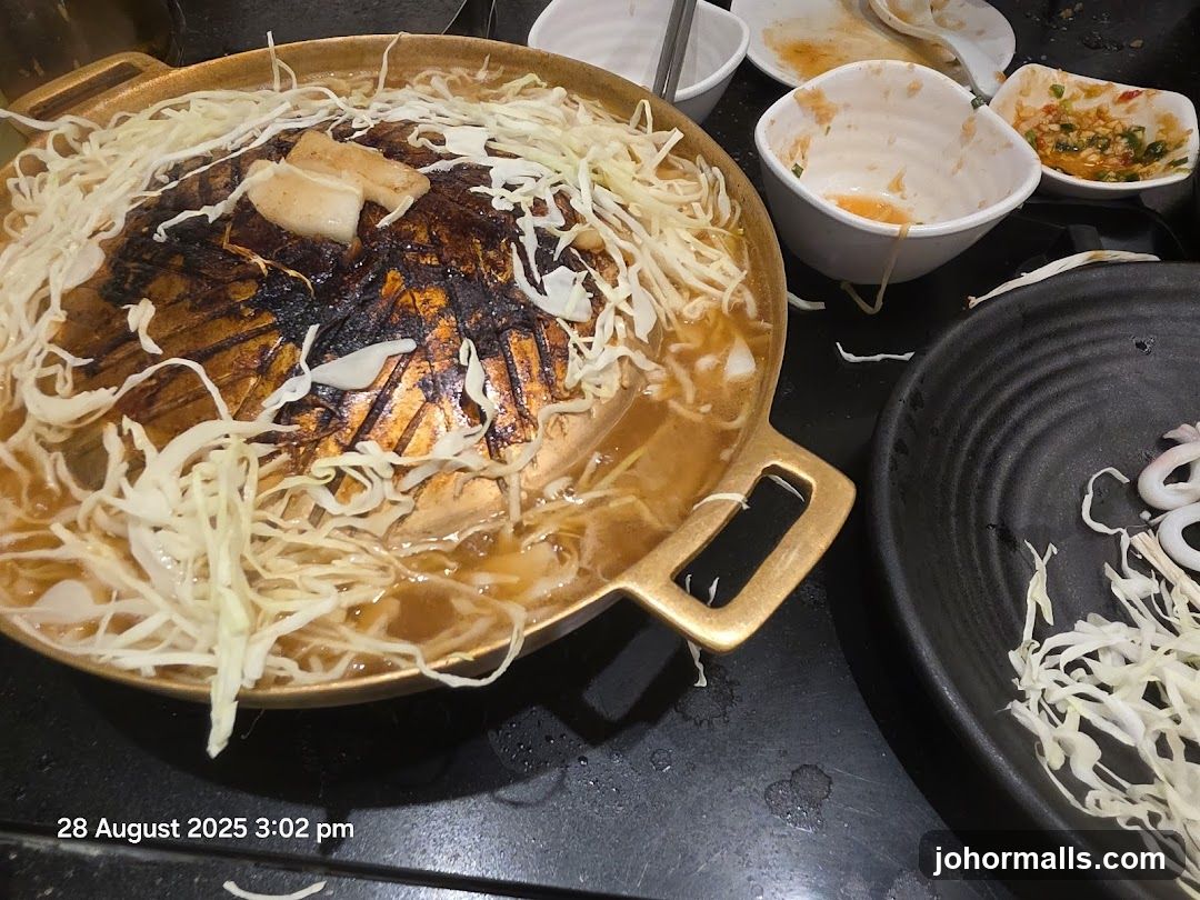 Grill Pan with Cabbage and Meat