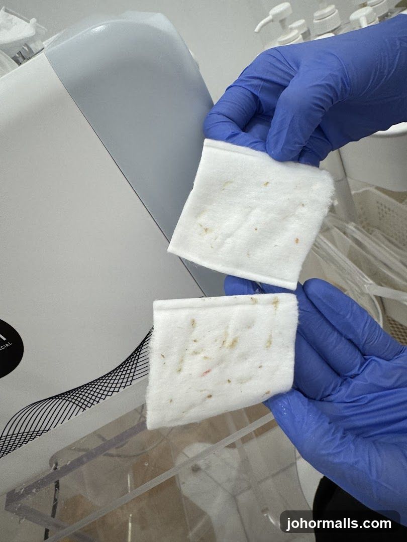 Cotton pads with residue