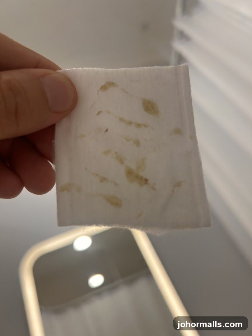 Cotton pad with residue