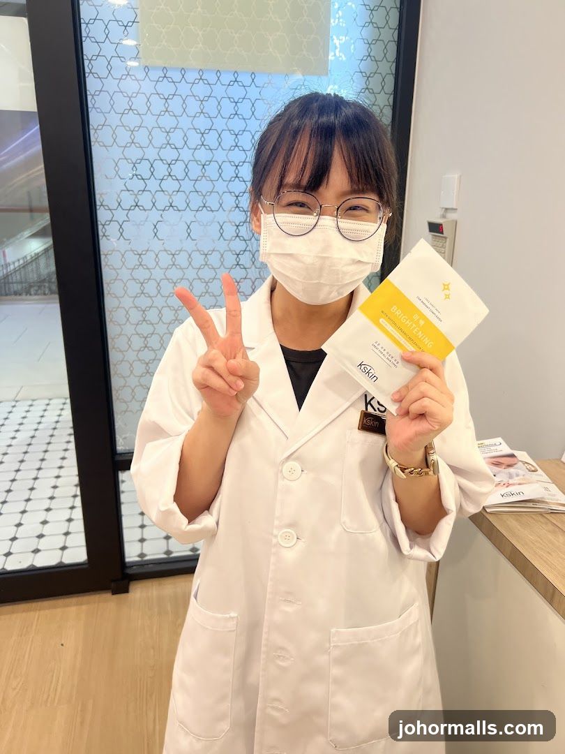Woman holding a brightening face mask
