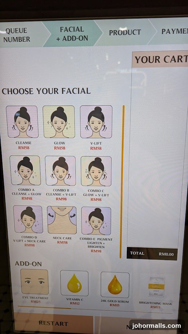 Facial and Add-On Menu