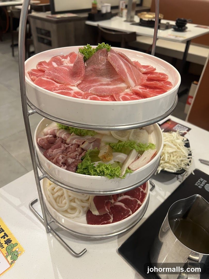 Tiered Platter of Hot Pot Ingredients
