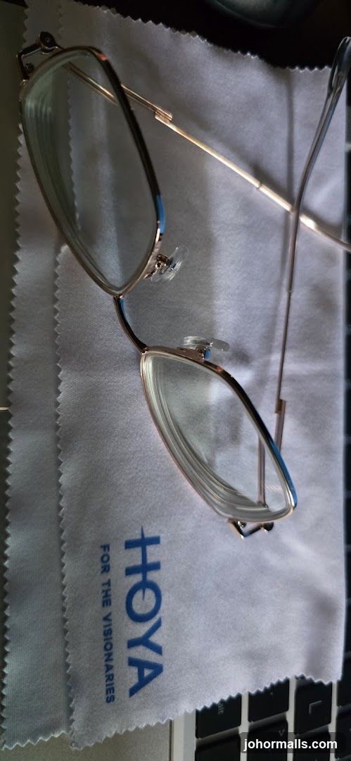 Eyeglasses on a cleaning cloth