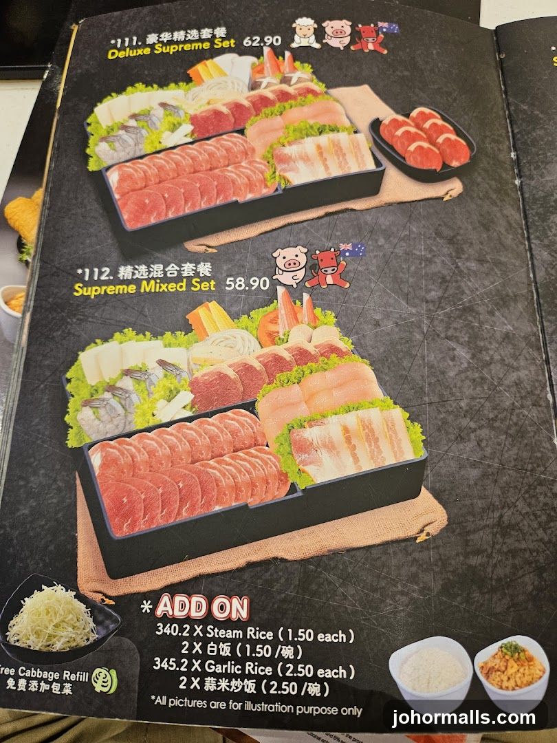 Menu with Set Meals and Add-ons