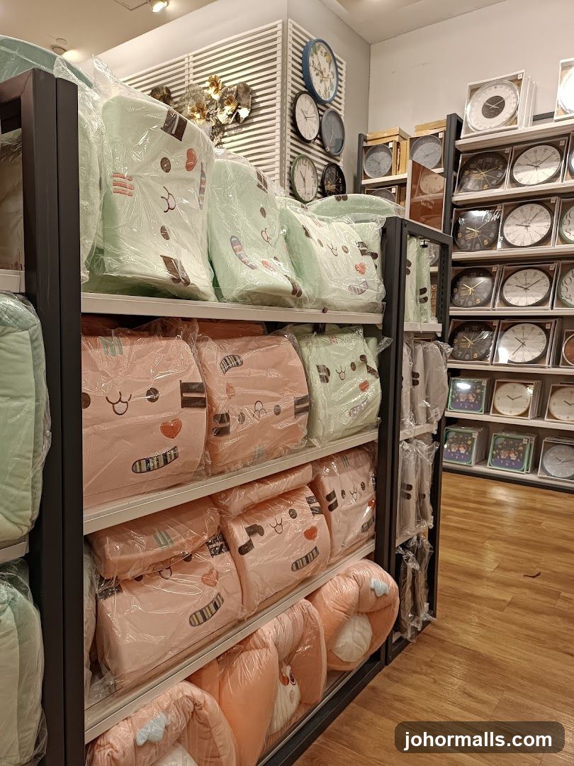 Store Display of Plush Items and Clocks