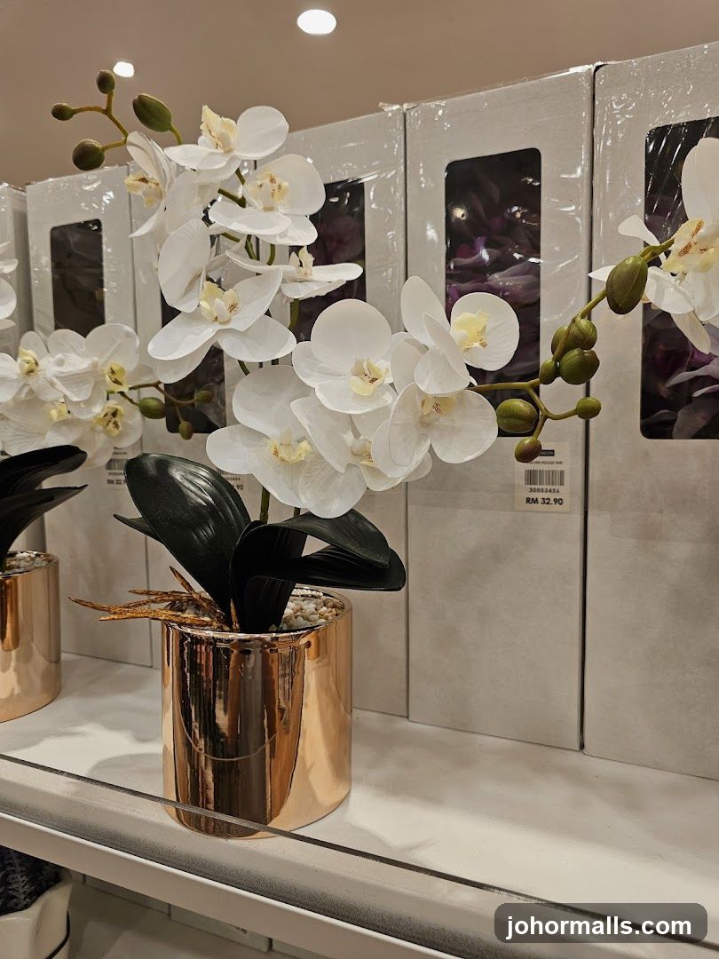 Artificial Orchids in Rose Gold Pots