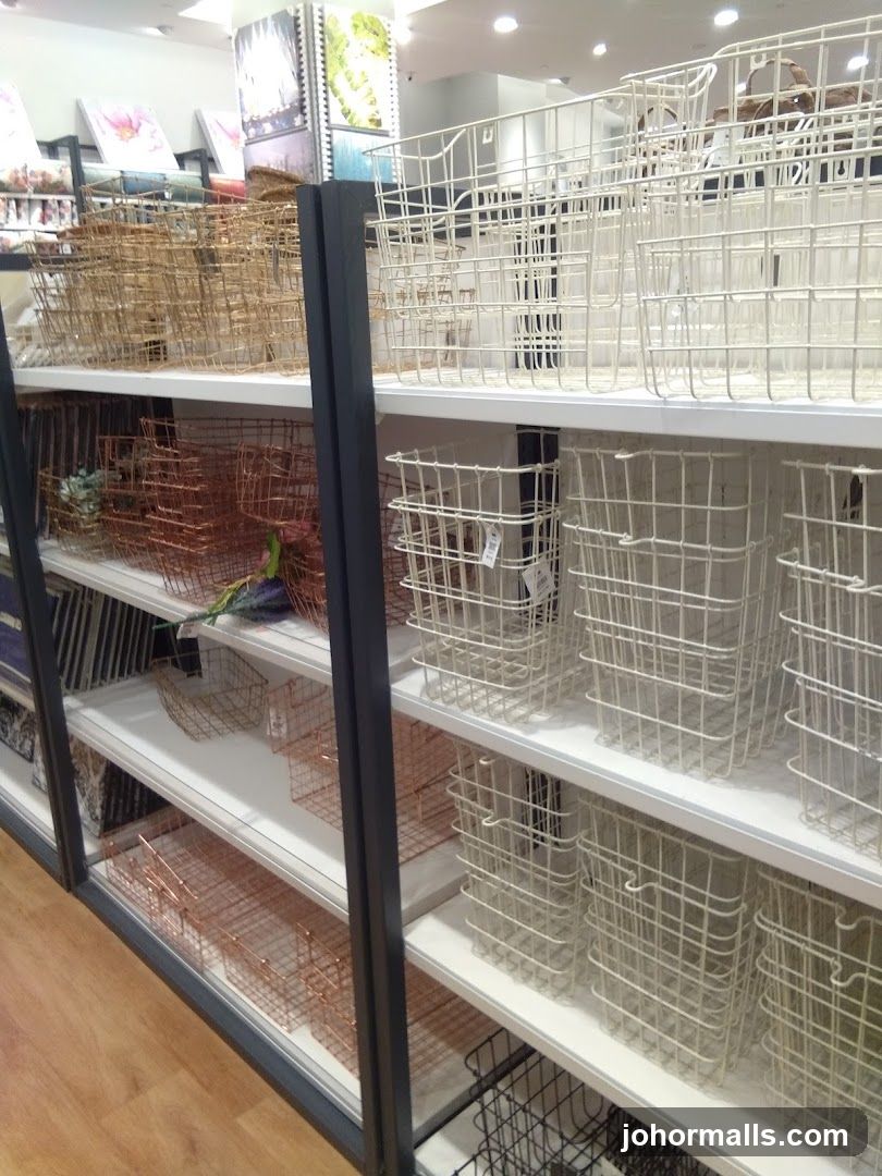 Wire Baskets on Shelves