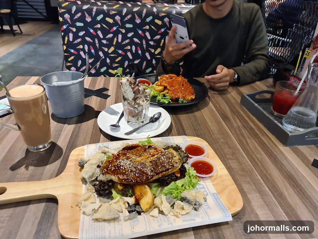 Diners Enjoying Meals at a Table
