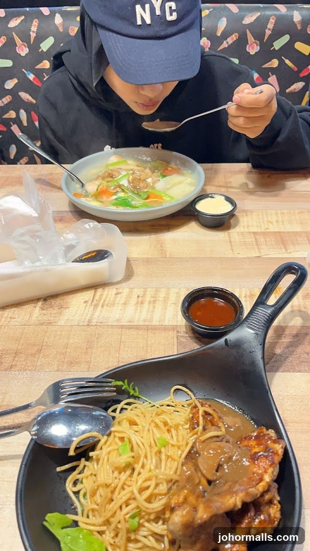 Person eating a meal
