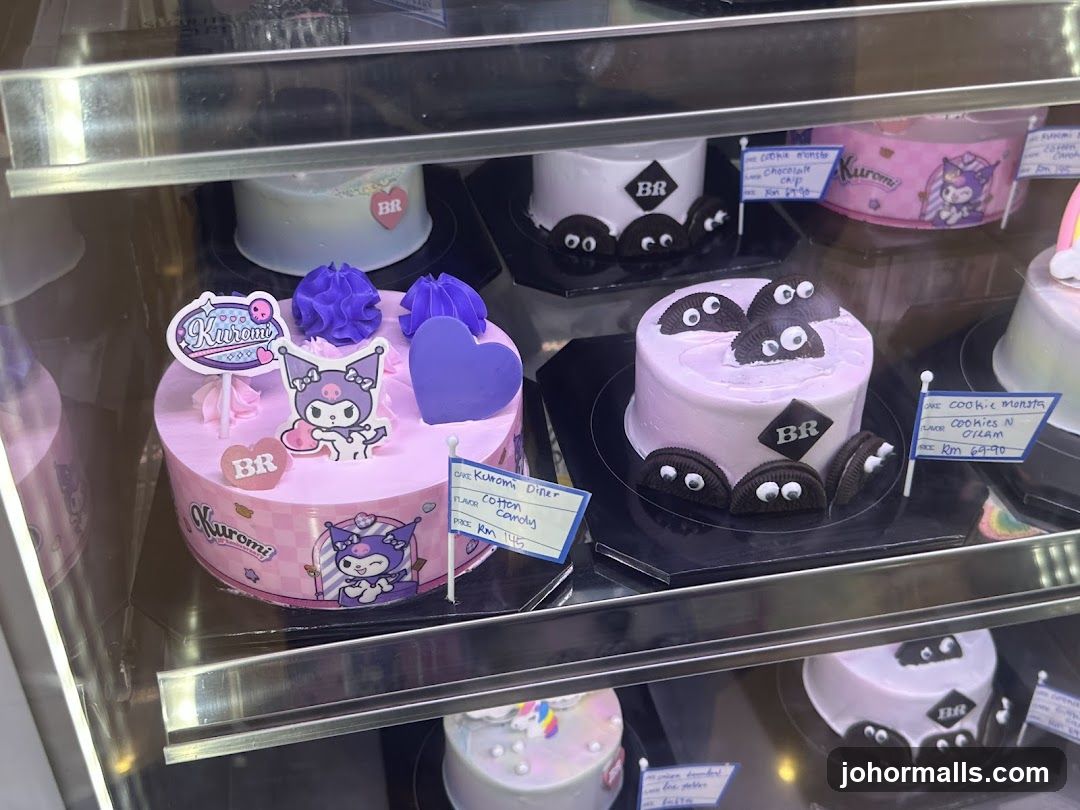 Cakes in a Display Case