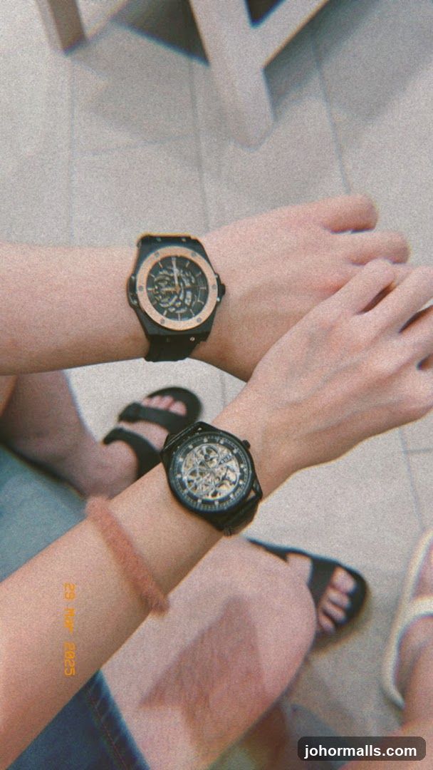 Two people wearing watches