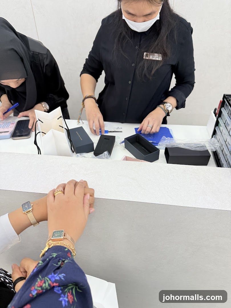 Sales associates assisting customers