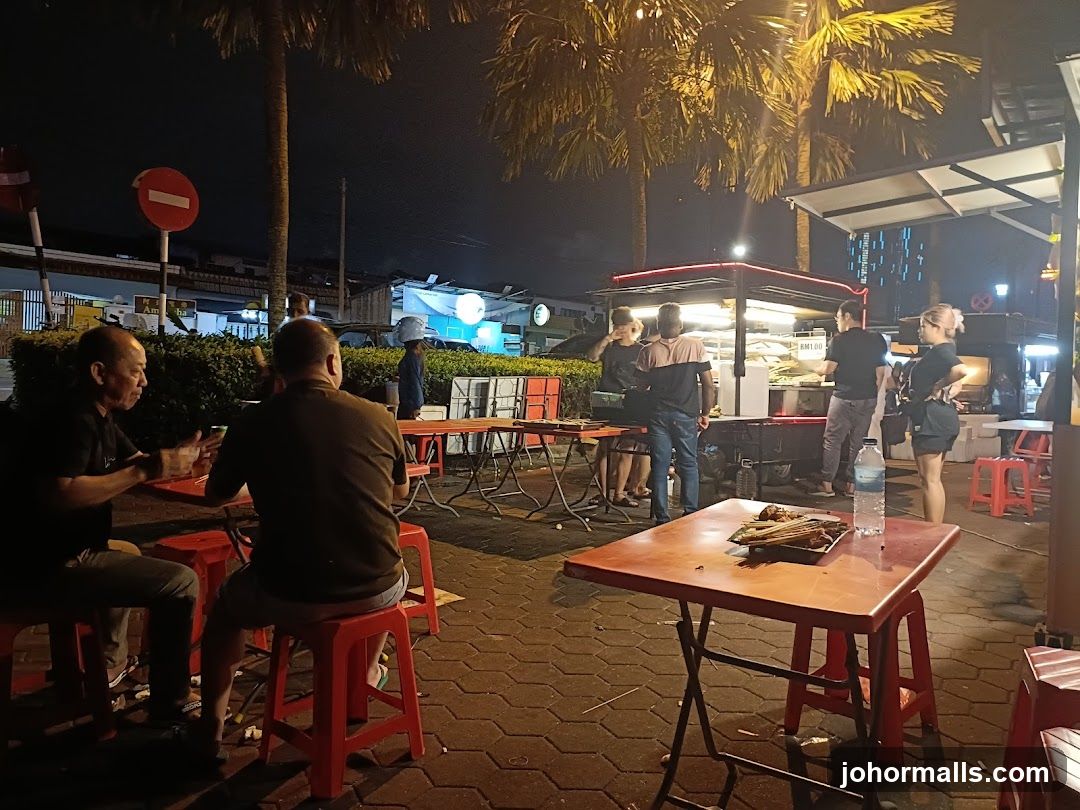Outdoor Food Stalls at Night