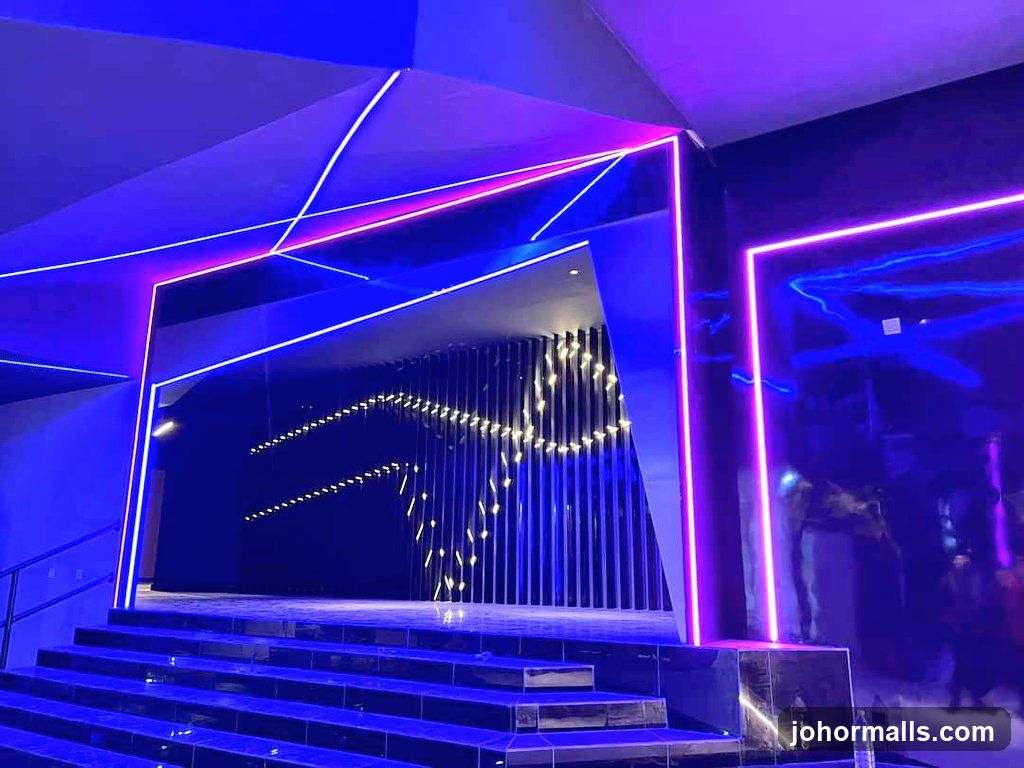 Modern Entrance with Neon Lights