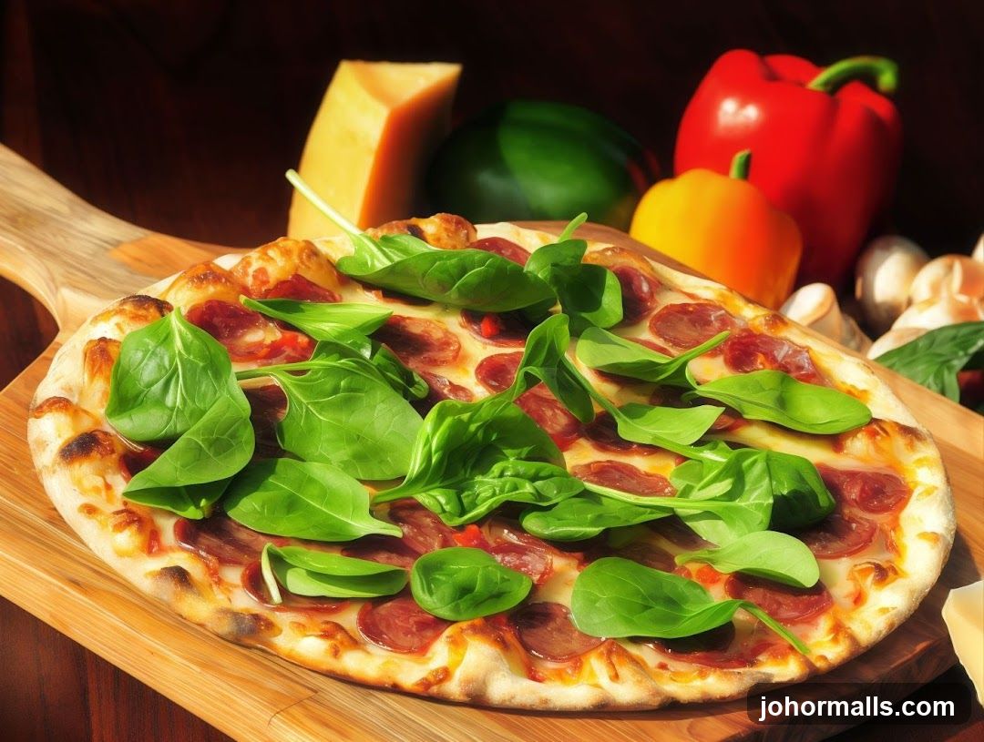 Pepperoni and Spinach Pizza