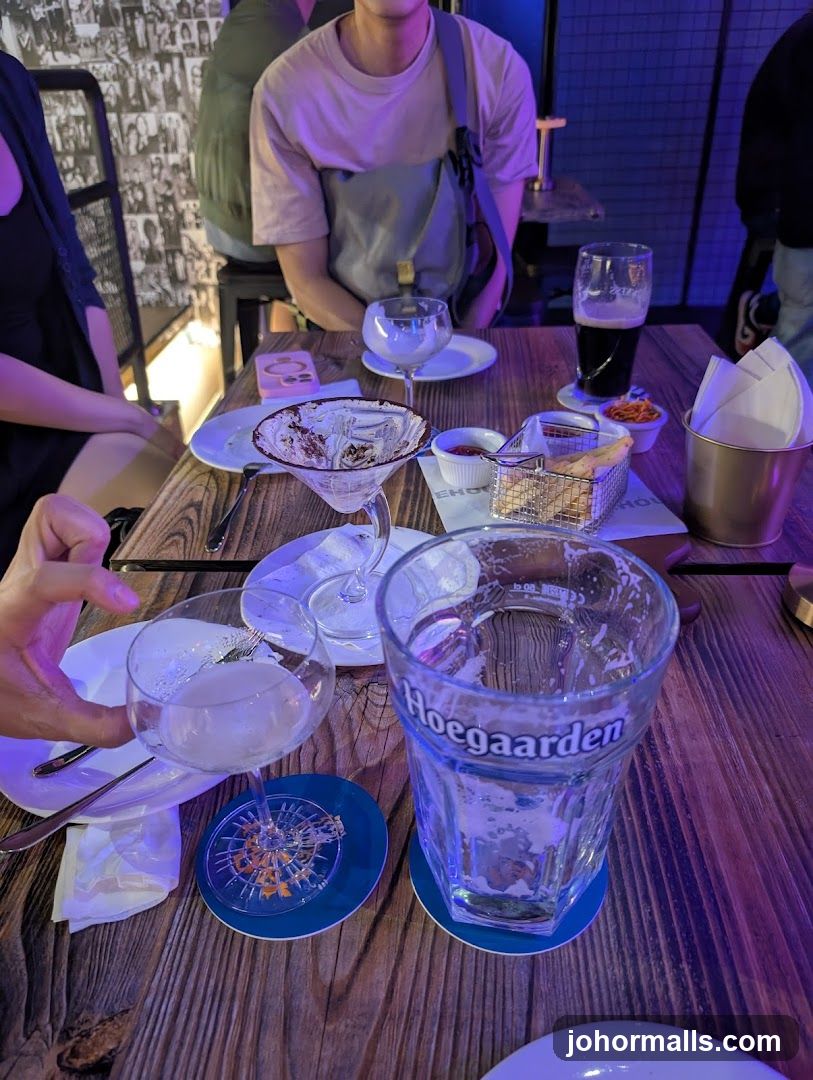 Table with drinks and snacks