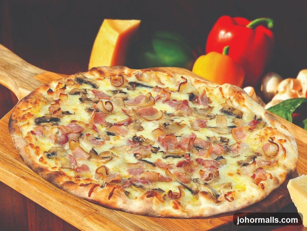 Pizza with Ham and Mushrooms