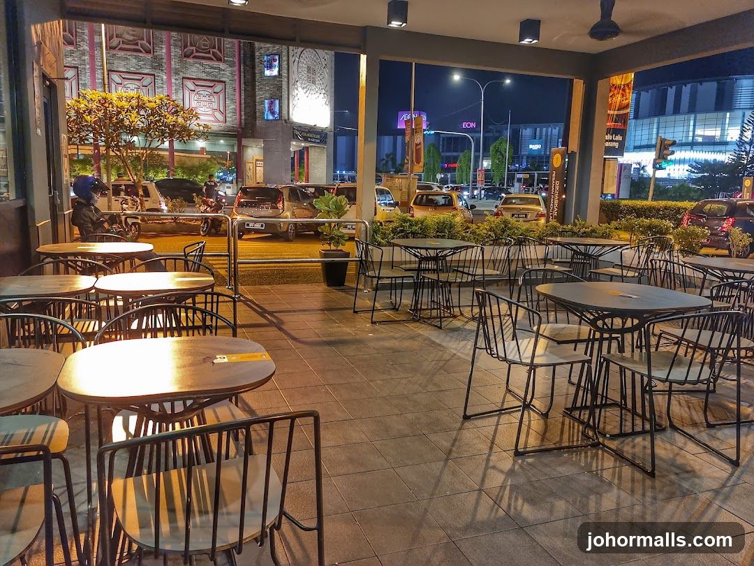 Outdoor Seating Area at Night