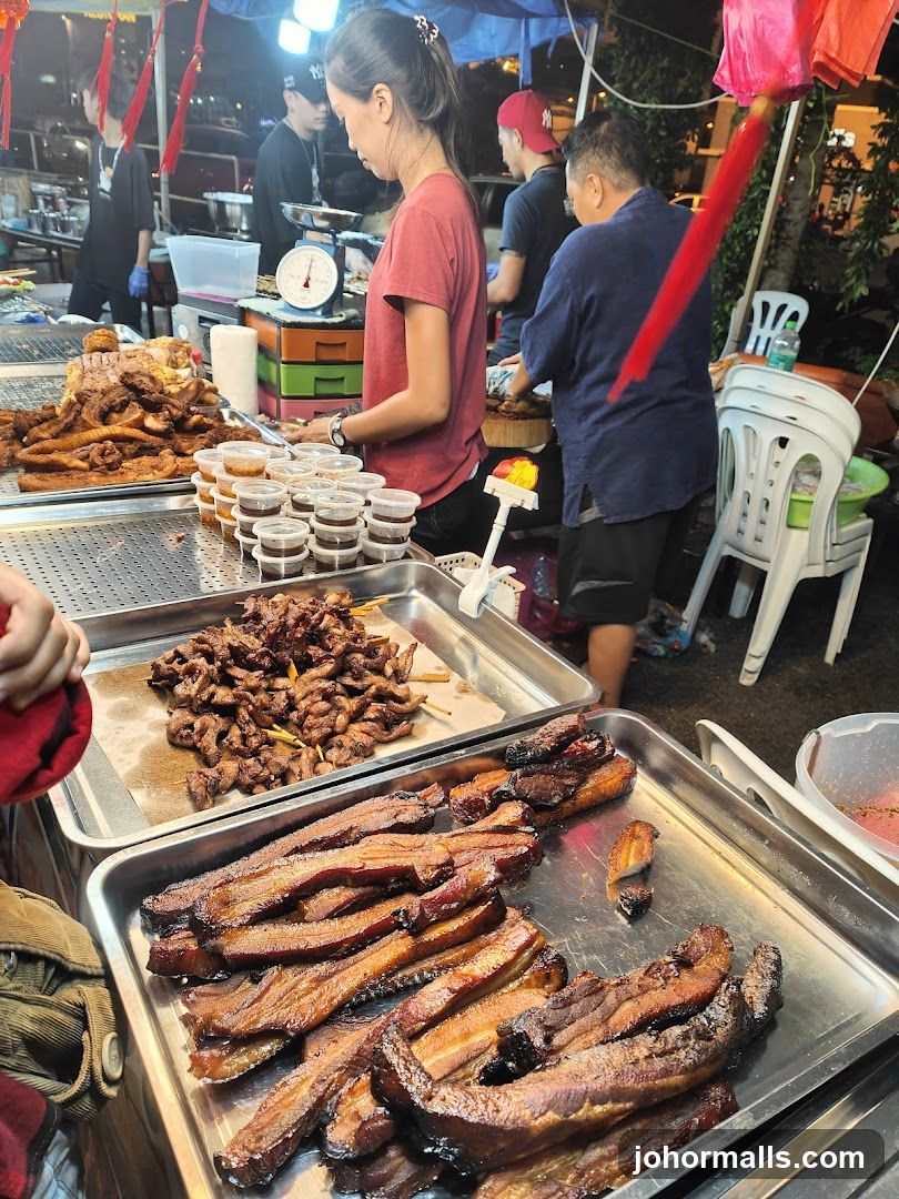 Street Food Stall with Cooked Meats
