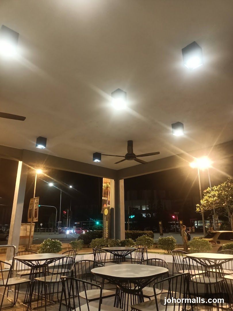 Outdoor Seating Area at Night