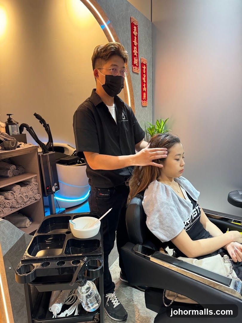 Hairdresser attending to a client