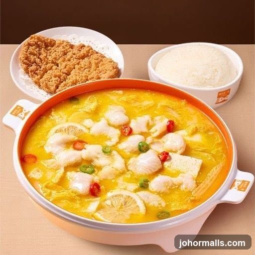 Fish Soup with Rice and Fried Meat