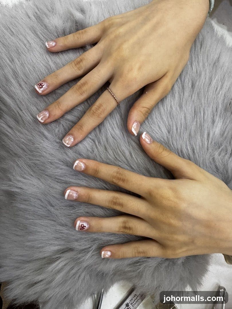 French Manicure with Red Detail