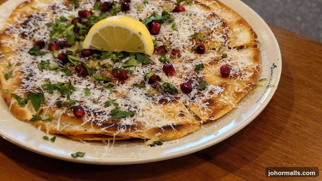 Flatbread with Pomegranate Seeds and Lemon