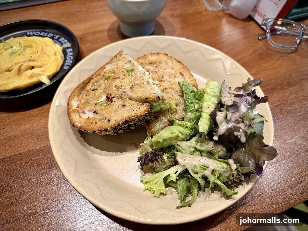 Avocado Toast with Scrambled Eggs and Salad