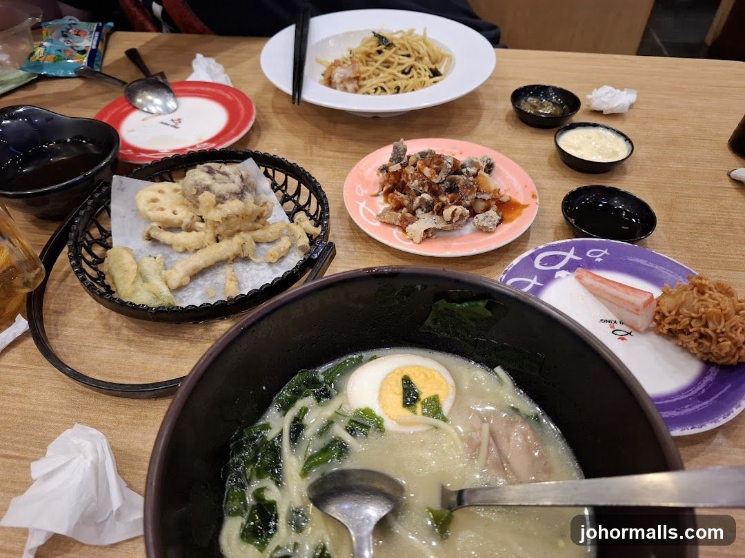 Table with various Japanese dishes