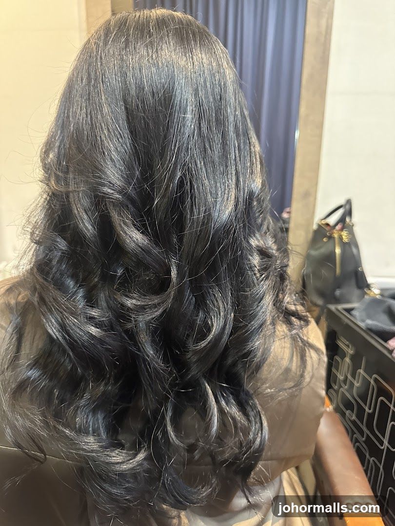 Woman's styled dark hair