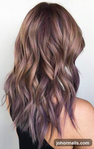 Wavy Hair with Purple Highlights