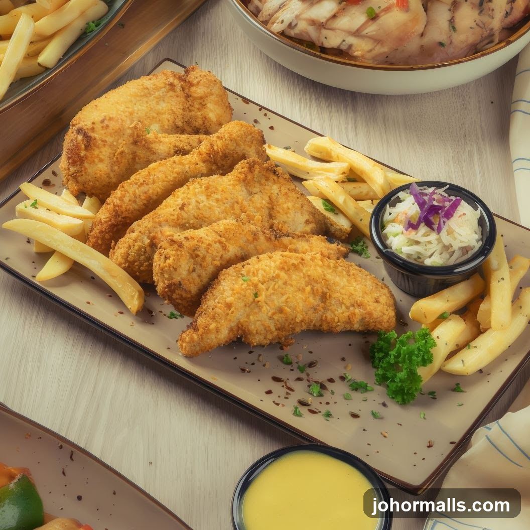 Crispy Chicken Strips with Fries and Coleslaw