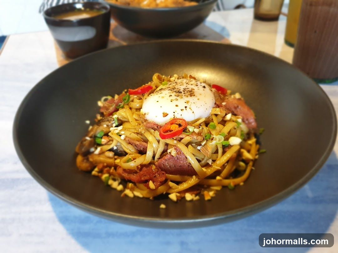 Noodle Dish with Poached Egg