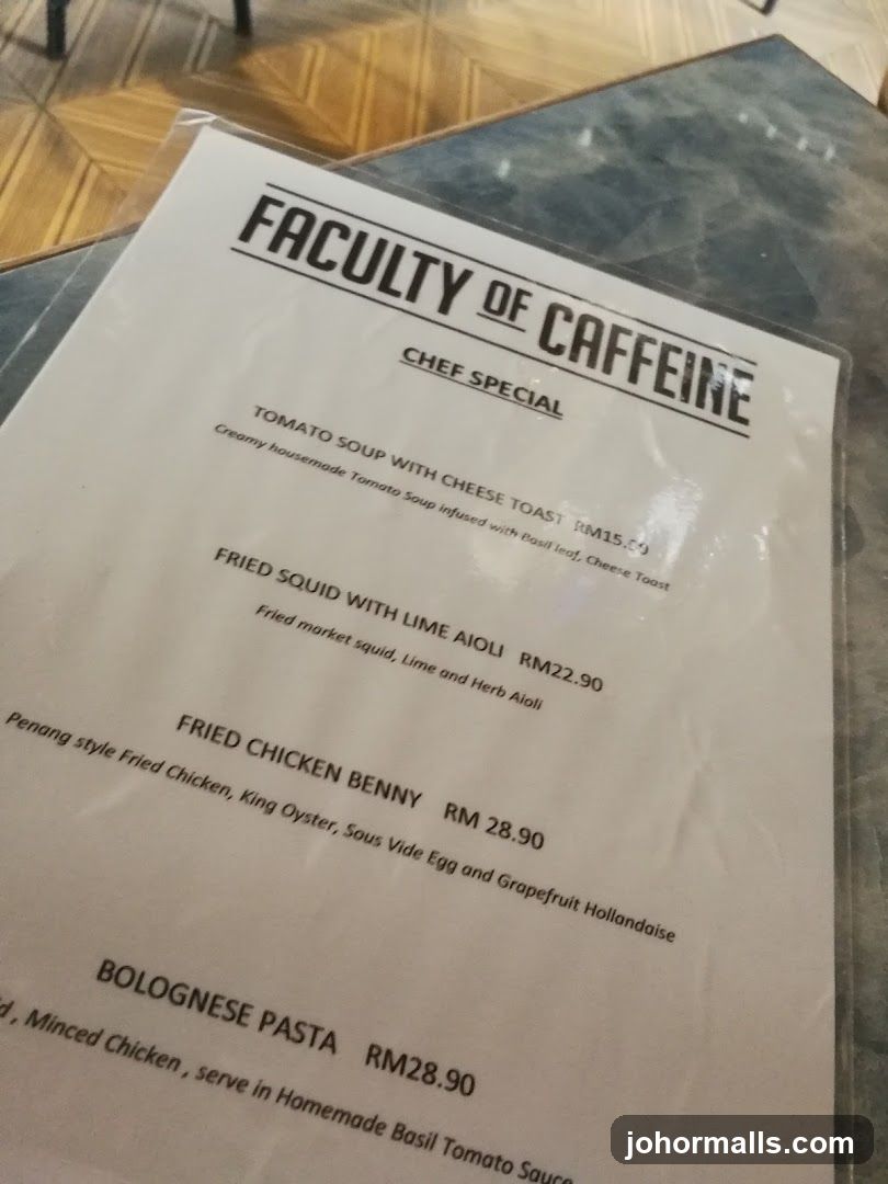 Faculty of Caffeine Menu