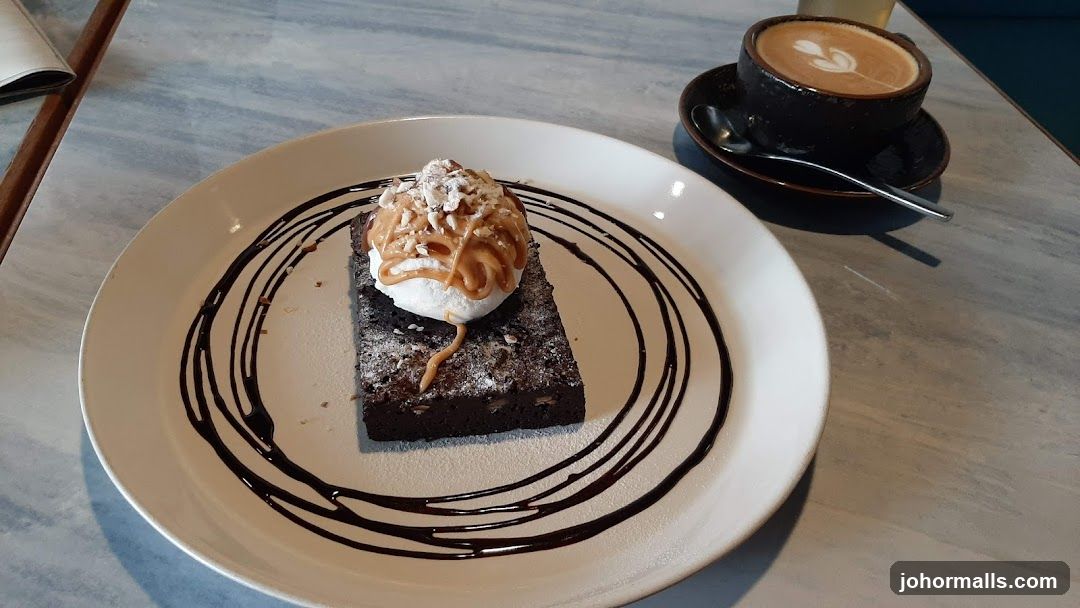 Brownie with Ice Cream and Coffee