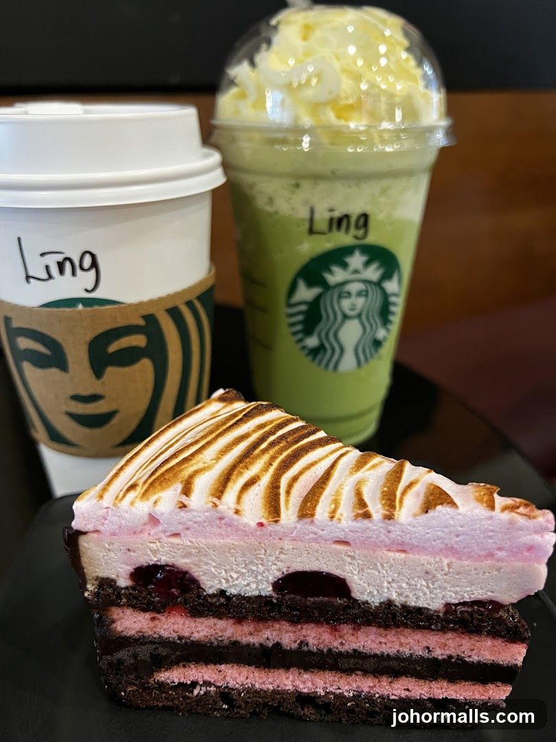 Starbucks Drinks and Cake