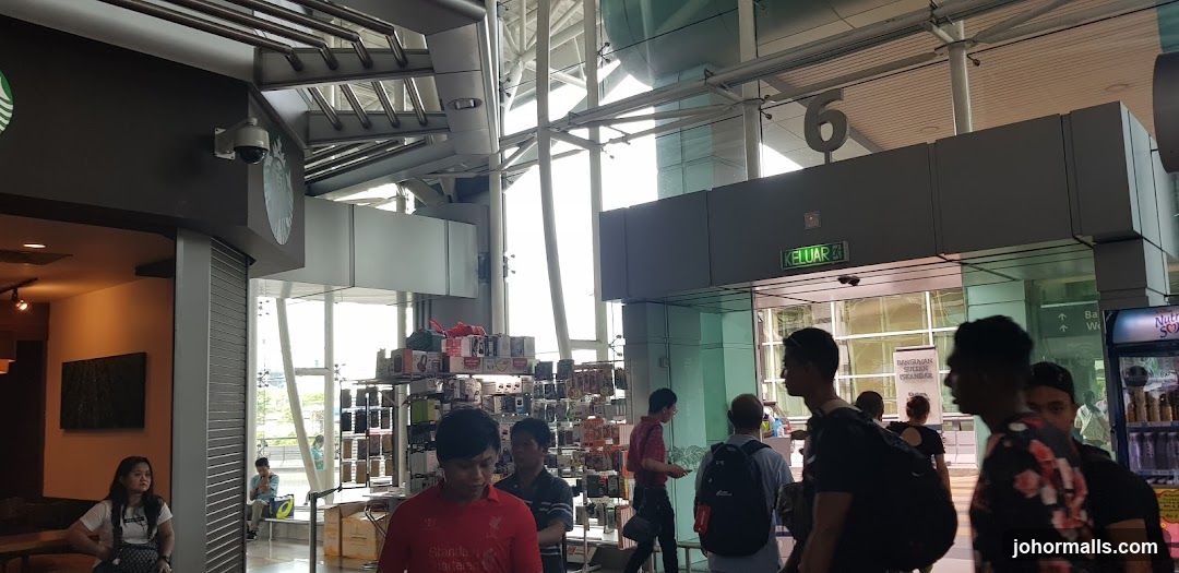 Starbucks and retail displays in an airport