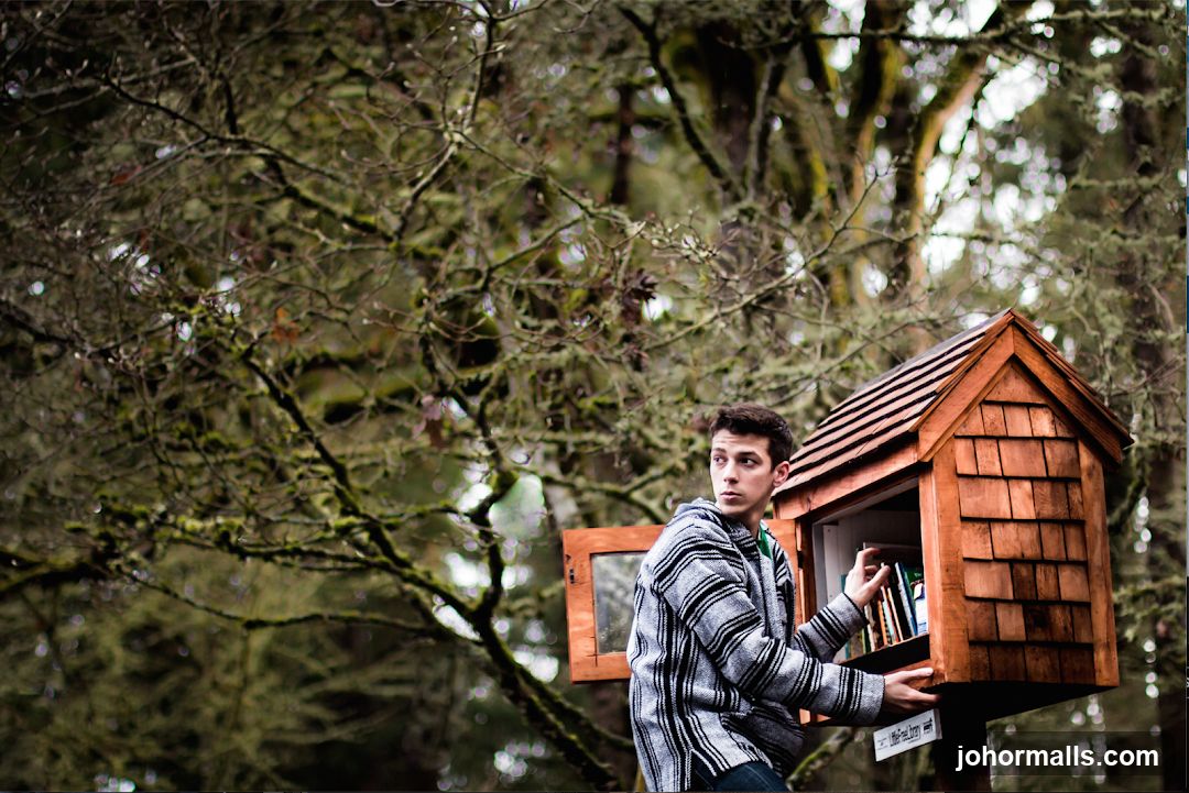 Man at a Little Free Library