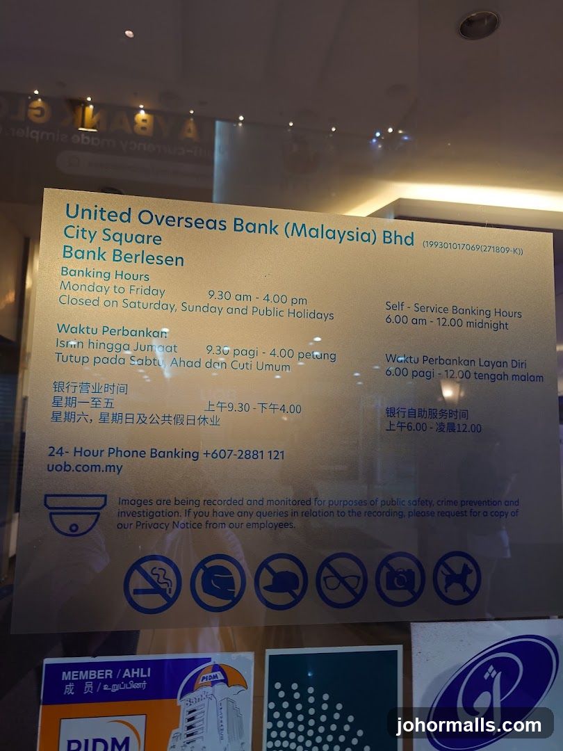 United Overseas Bank Information Sign