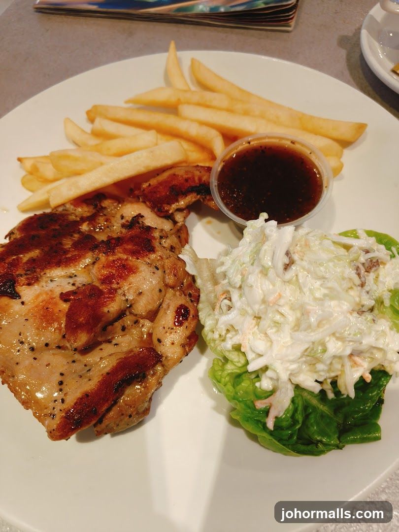 Grilled Chicken with Fries and Coleslaw