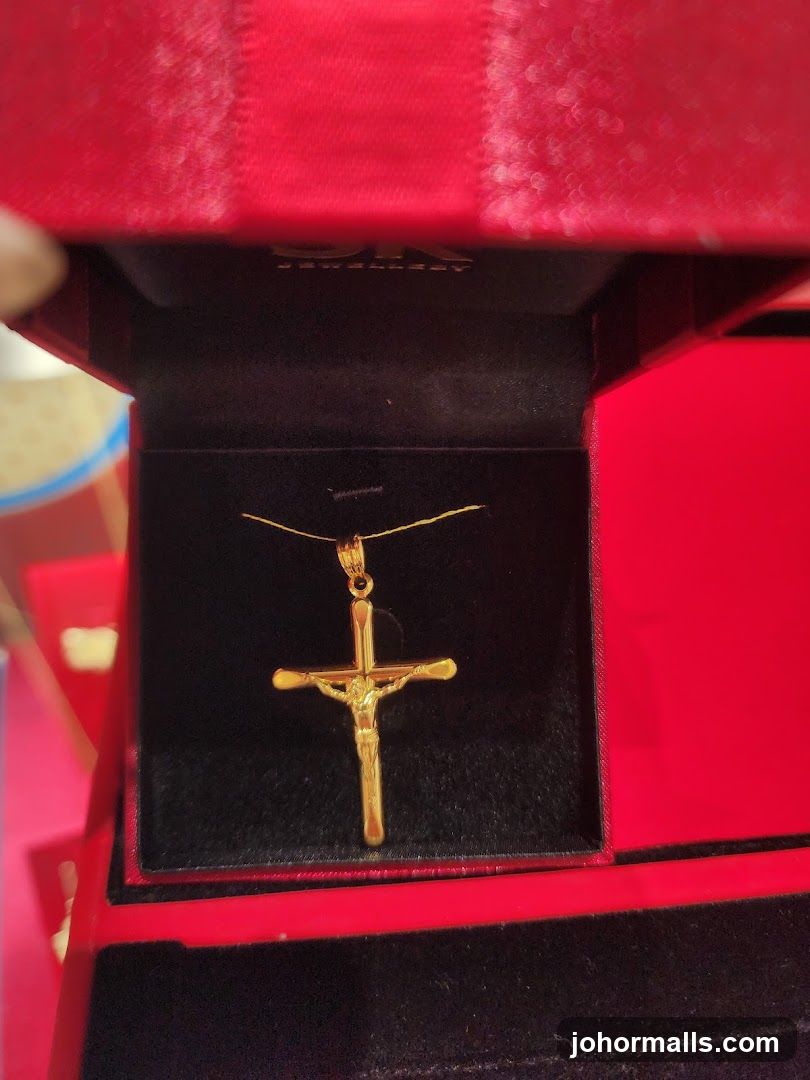 Gold Crucifix Pendant in a Red Box